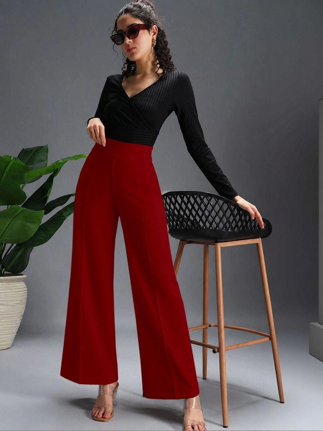HERE&NOW Women Relaxed Easy Wash Trousers-picture-41
