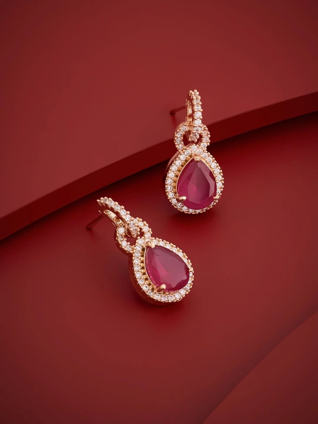 Kushal's Fashion Jewellery Teardrop Shaped Drop Earrings-picture-50