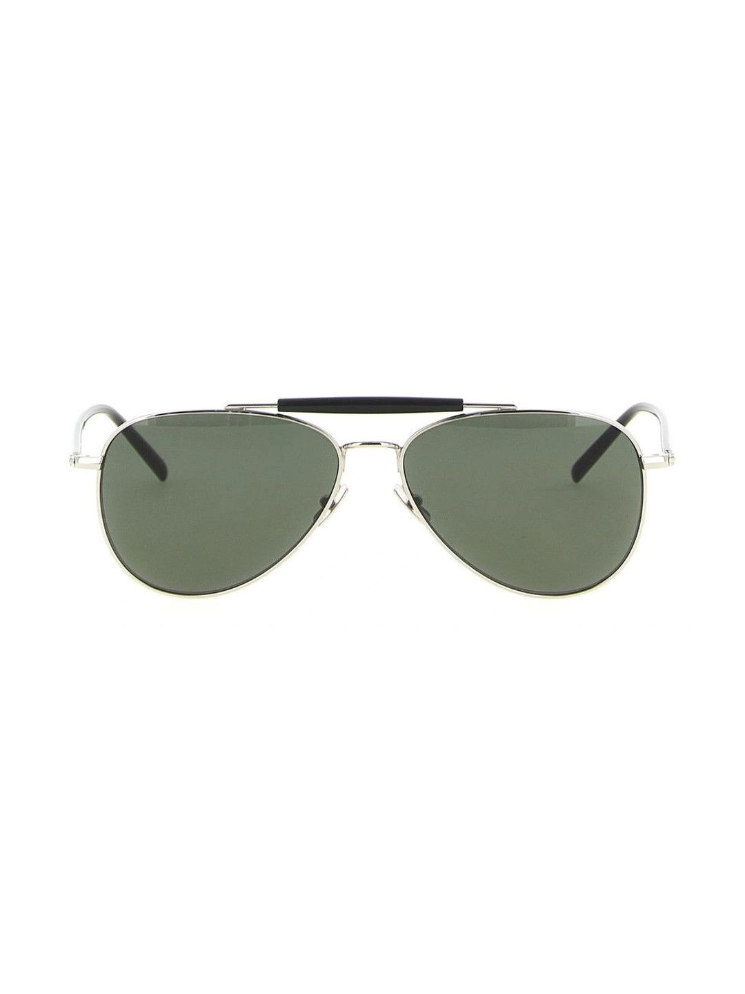 Saint Laurent Men Green Lens & Silver-Toned Aviator Sunglasses with-image-38