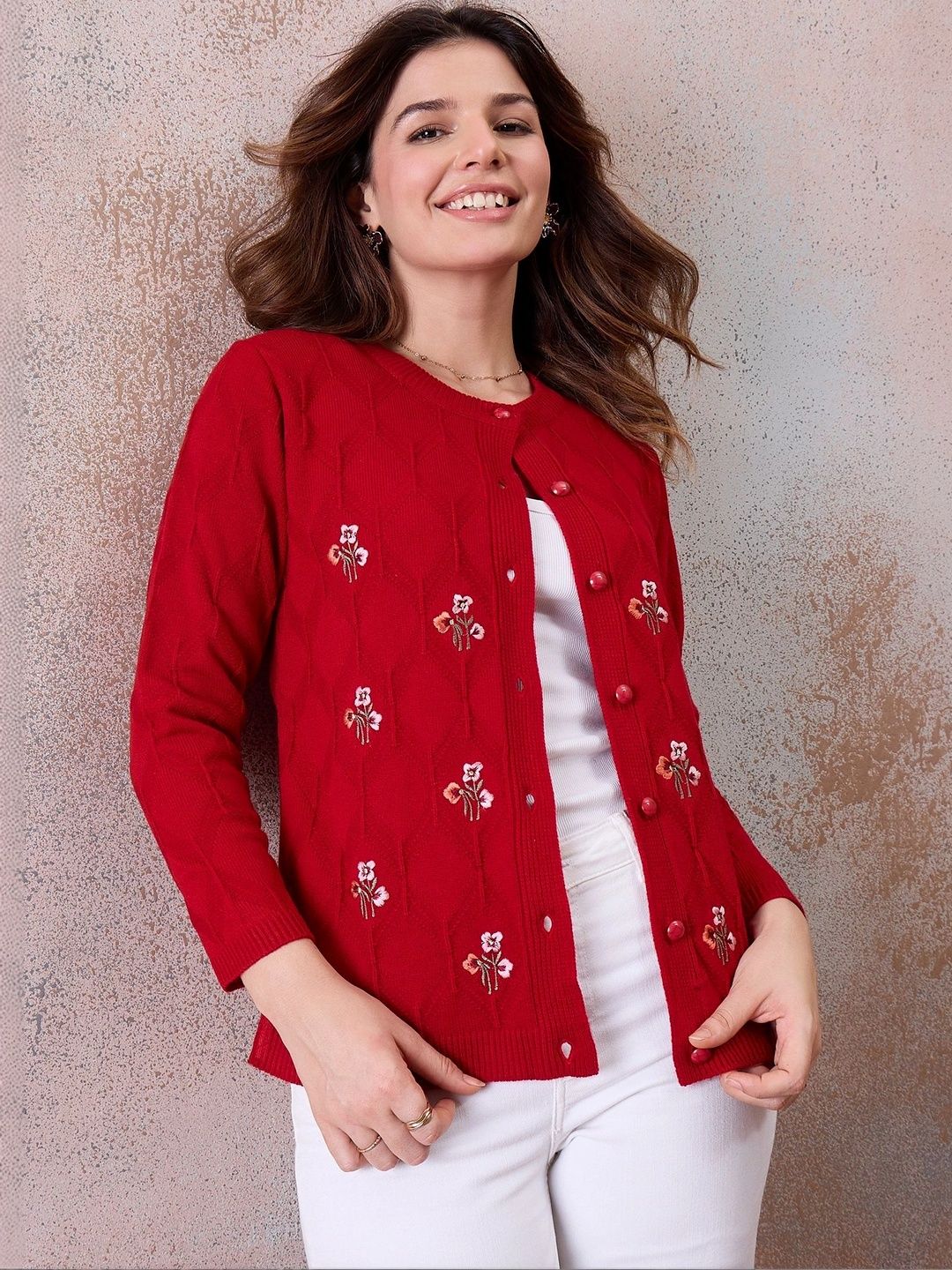 Chemistry Women Embroidered Woollen Cardigan with Embroidered Detail-picture-20