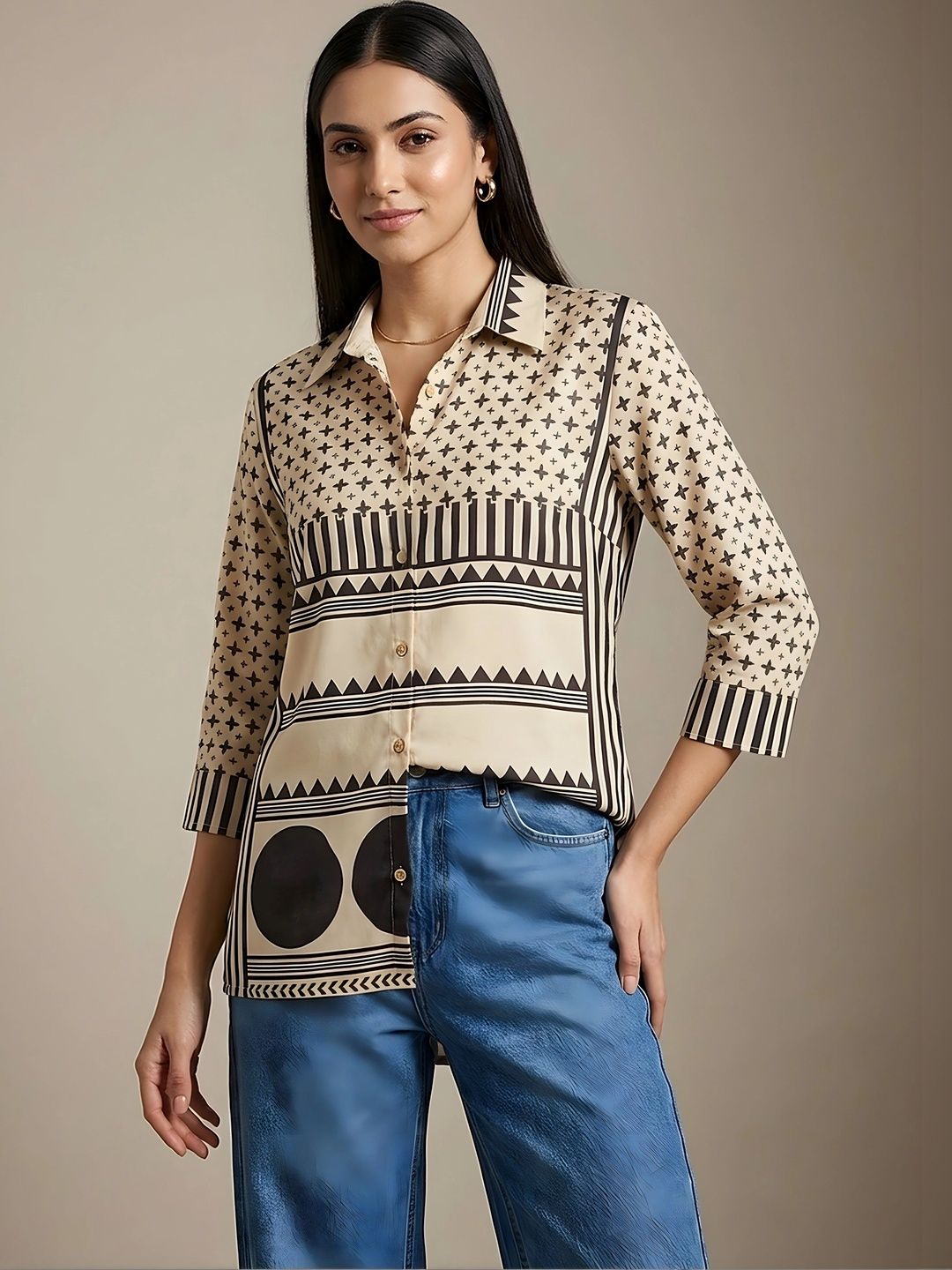 Banwaree Geometric Print Crepe Top-picture-14