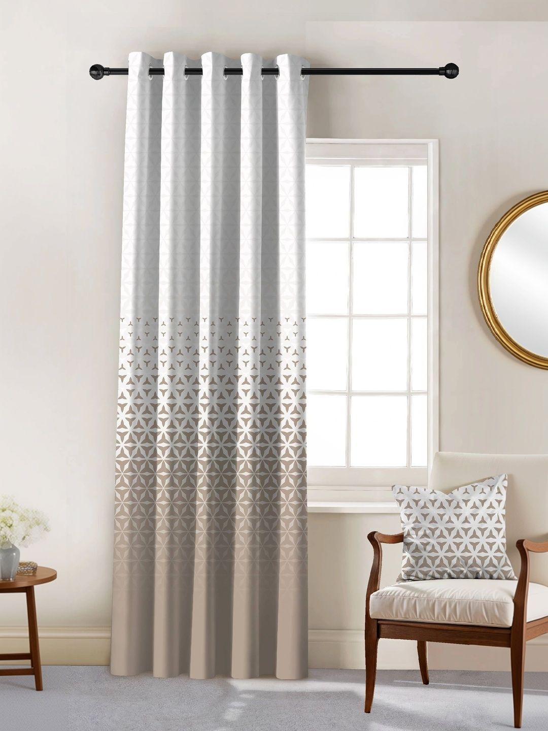CASABLEU Beige Geometric Room Darkening Door Curtain-picture-25