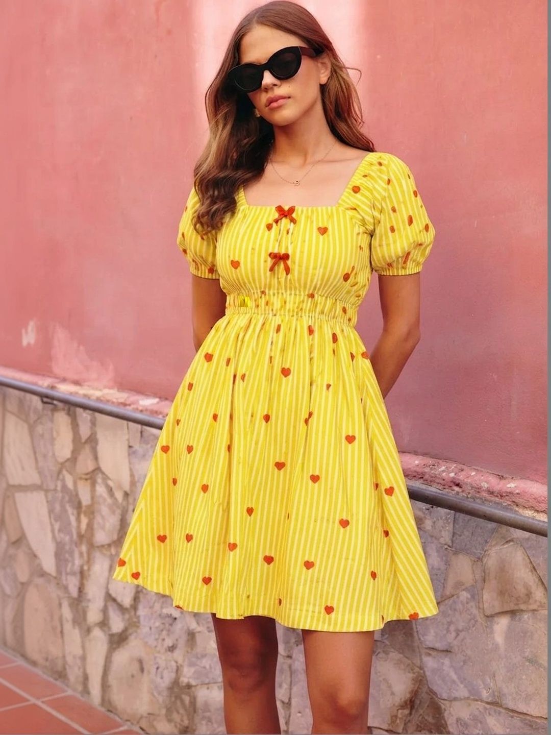 J Turritopsis Print Puff Sleeve A-Line Dress-picture-30