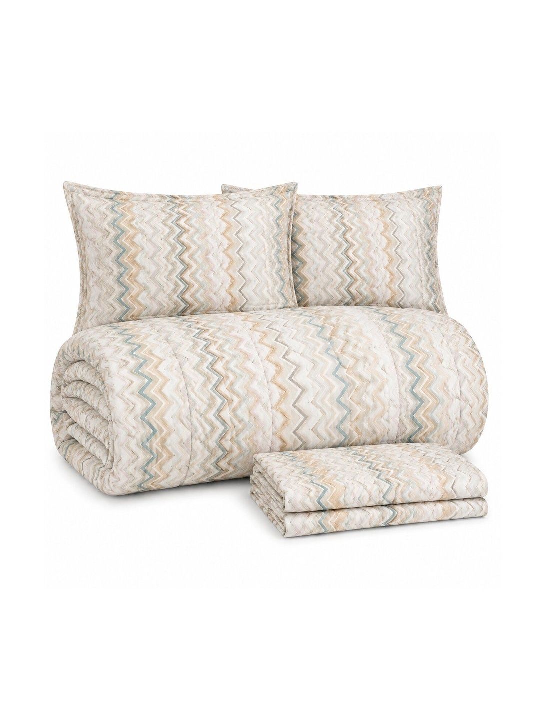 Nivasam Off White & Beige Striped Cotton 4 Piece Double King Superfine Bedding Set-image-43
