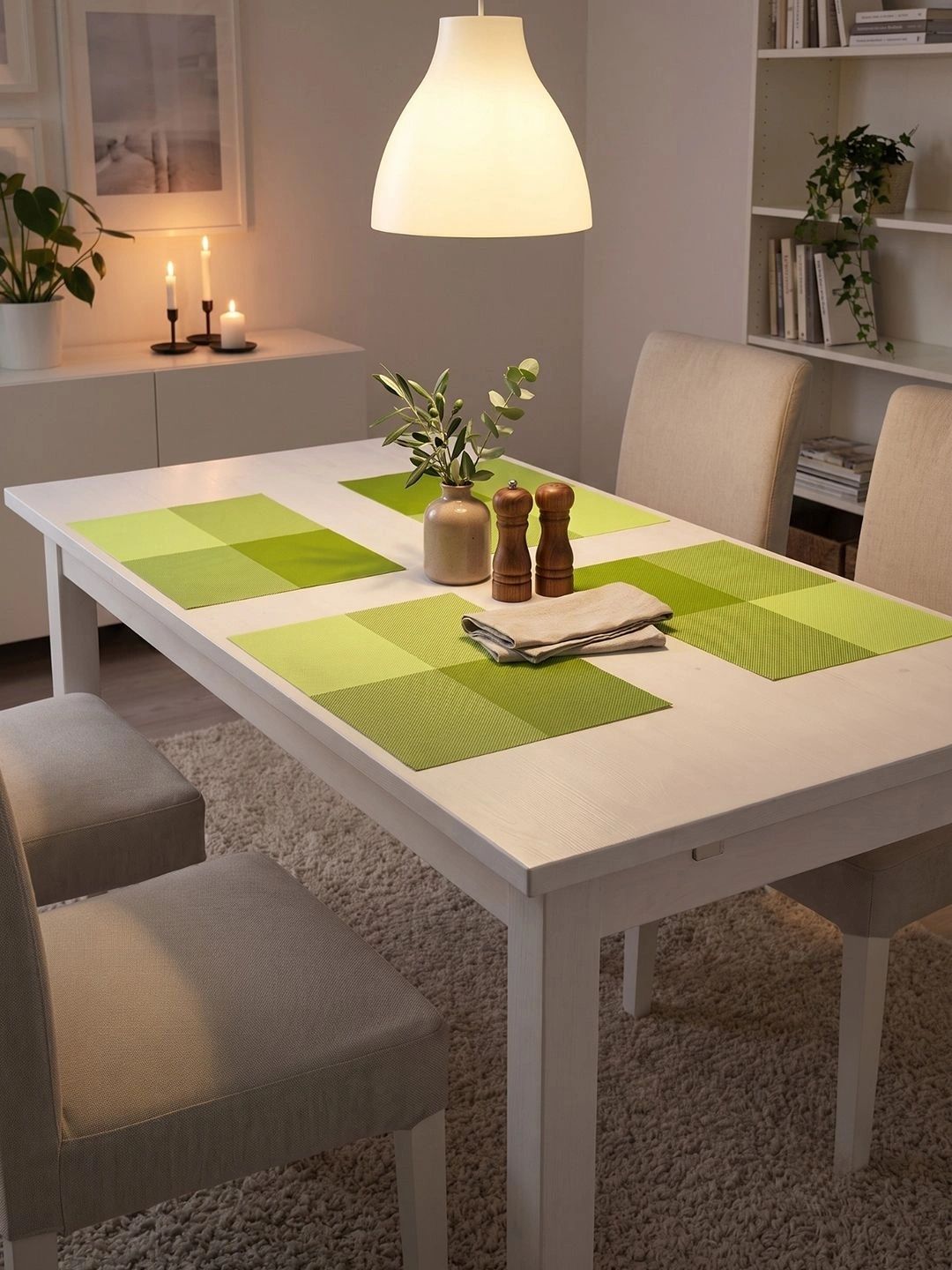 Myntra Elegant Homes 4-Pcs Lime Green Rectangle Table Placemats-picture-25