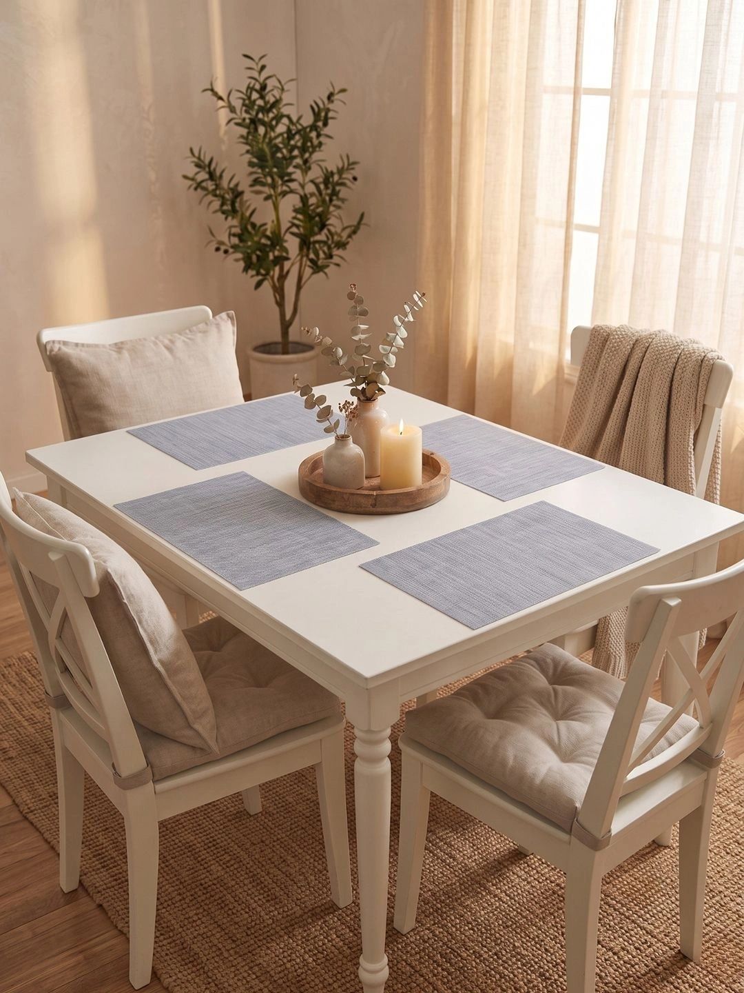 Myntra Elegant Homes 4-Pcs Grey Melange Printed Rectangle Table Placemats-picture-20