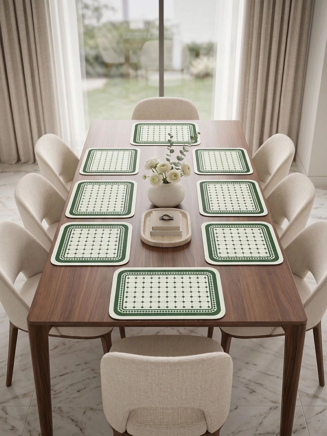 Myntra Elegant Homes 8-Pcs Green Printed Rectangle Table Placemats-picture-17