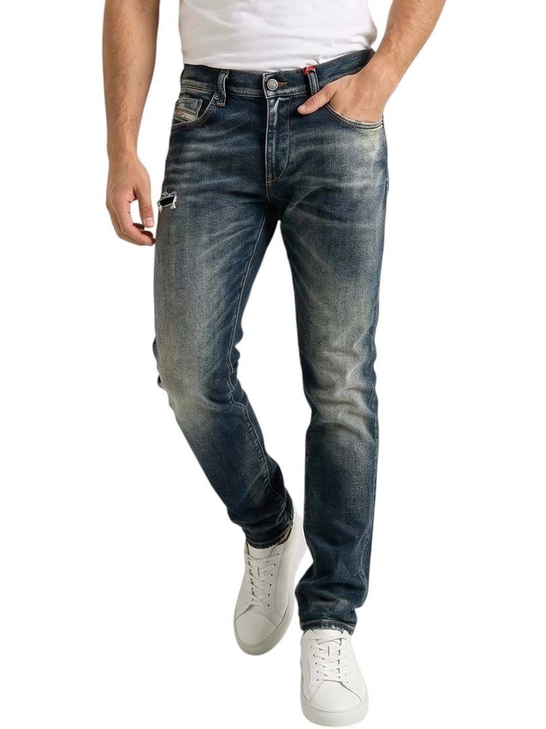 DIESEL Men Slim Fit Mid-Rise Low Distress Jeans-picture-23