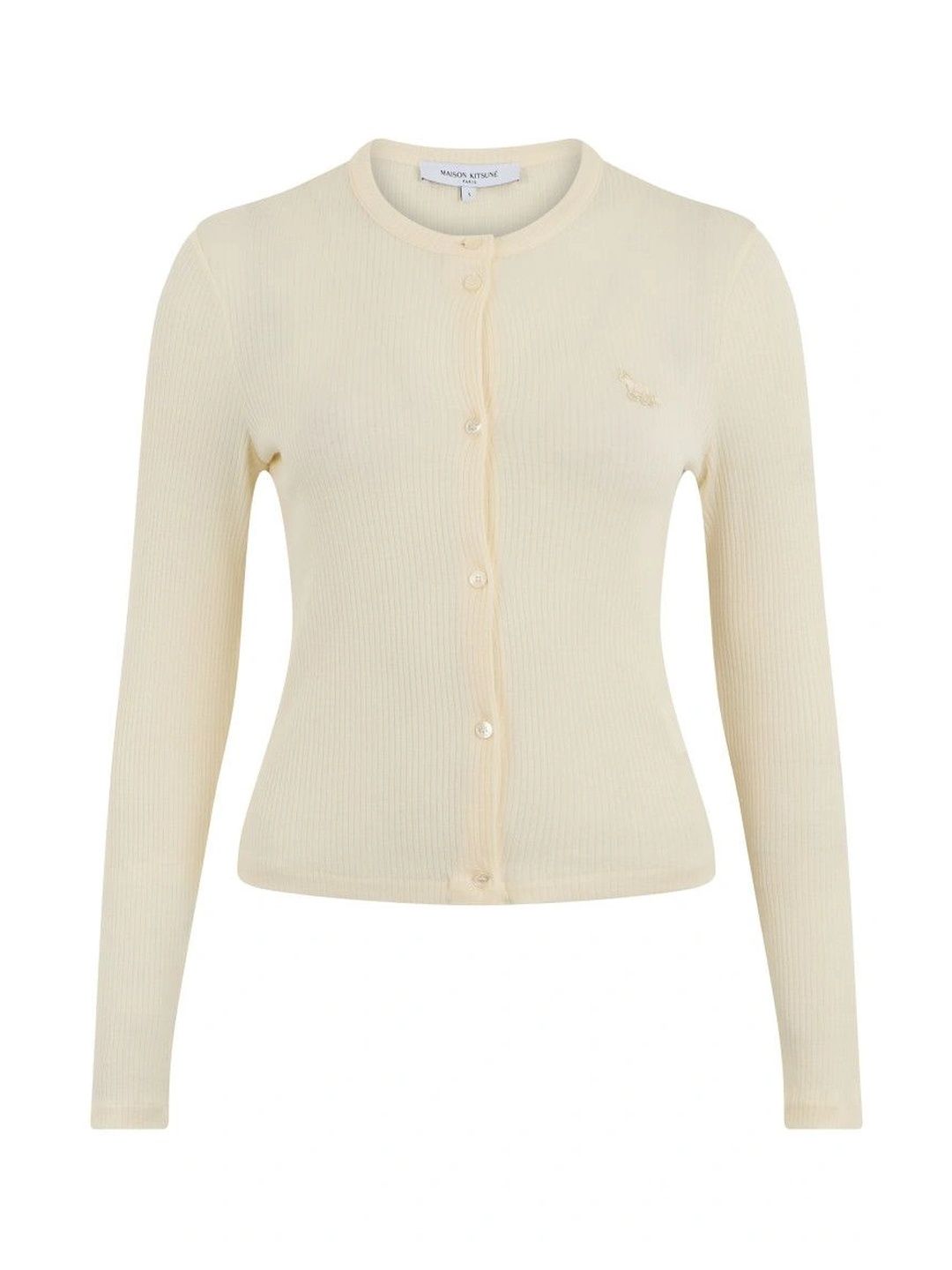 Maison Kitsune Women Round Neck Ribbed Cardigan-picture-12