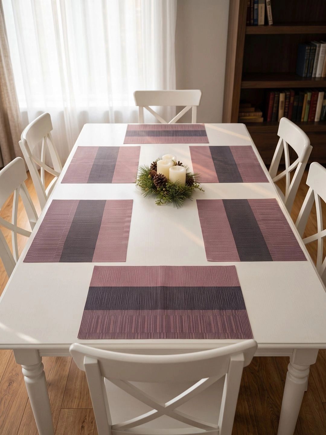 Myntra Elegant Homes 8-Pcs Copper Striped Rectangle Table Placemats-picture-32