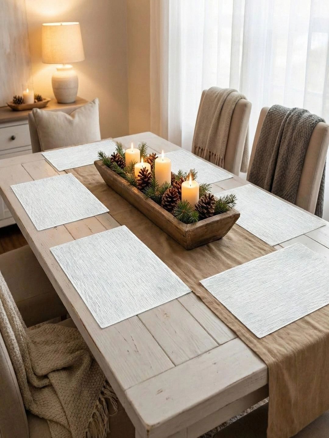 Myntra Elegant Homes 8-Pcs Grey Melange Printed Rectangle Table Placemats-picture-26