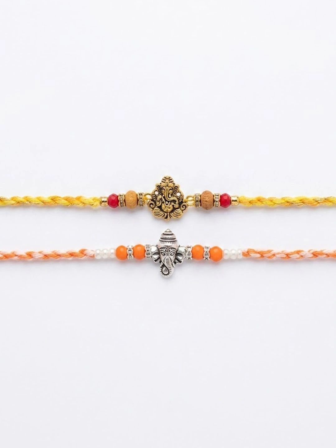 SZN Set Of 2 Multicolor Religious Thread Rakhi With Roli Chawal Chandan Mishri-picture-30