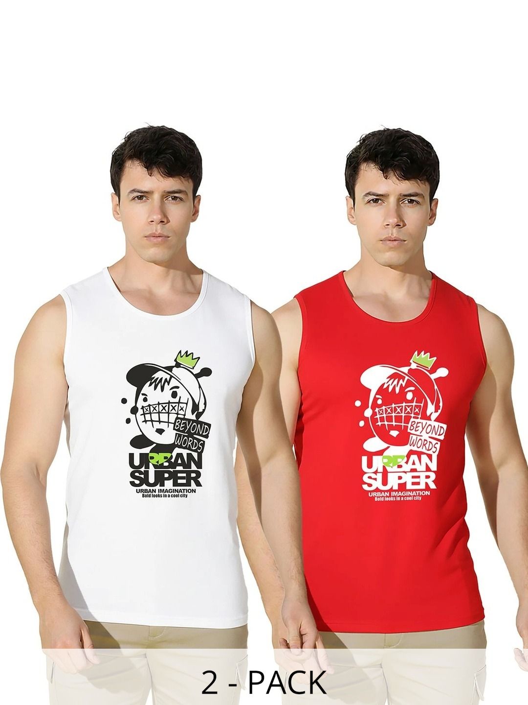 SLOWLORIS Pack of 2 Printed Cotton Tank-picture-28