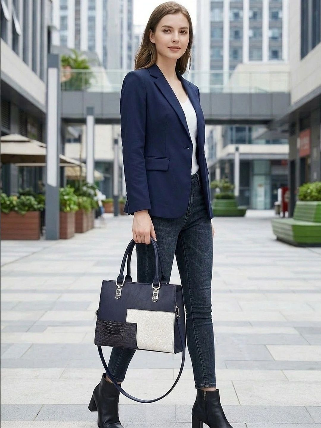 CORSICA Colourblocked PU Structured Handheld Bag with Quilted-image-38