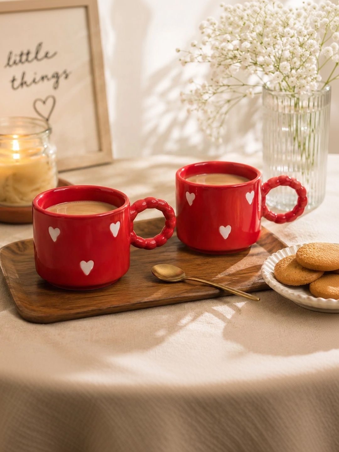 Lupaava Red Crafted Ceramics Printed Ceramic Glossy Mugs Set of Cups and Mugs-picture-17