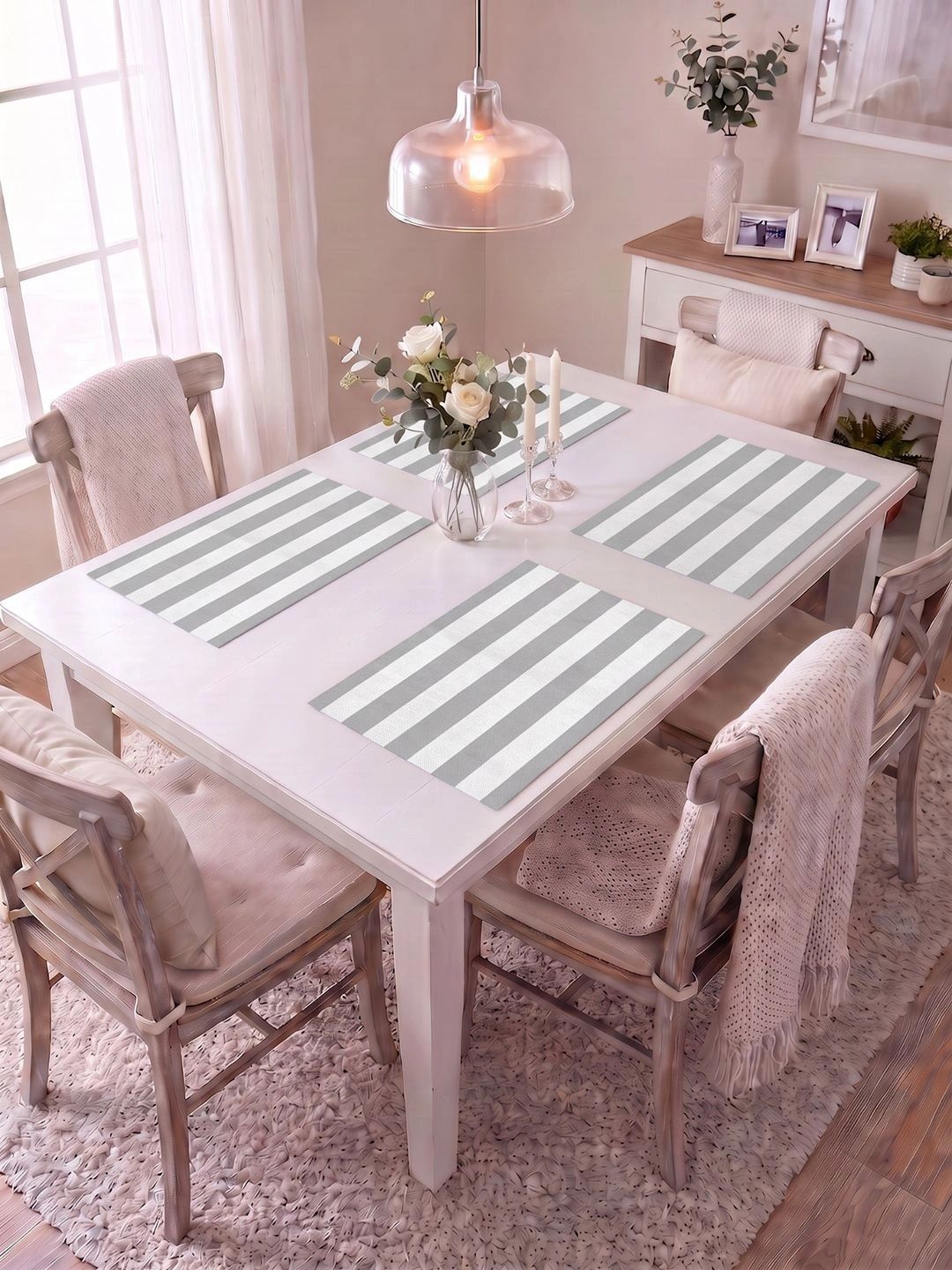 Myntra Elegant Homes 4-Pcs White Printed Rectangle Table Placemats-picture-13