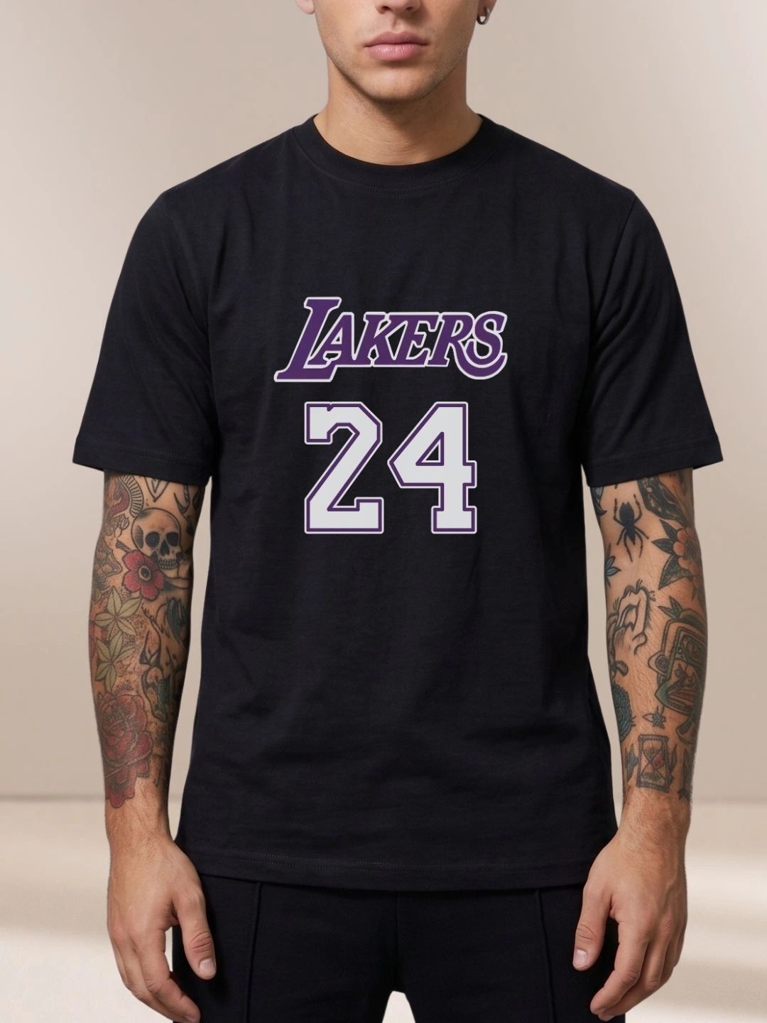 MEG FASHION Men Brand Logo Los Angeles Lakers Printed T-shirt-picture-40