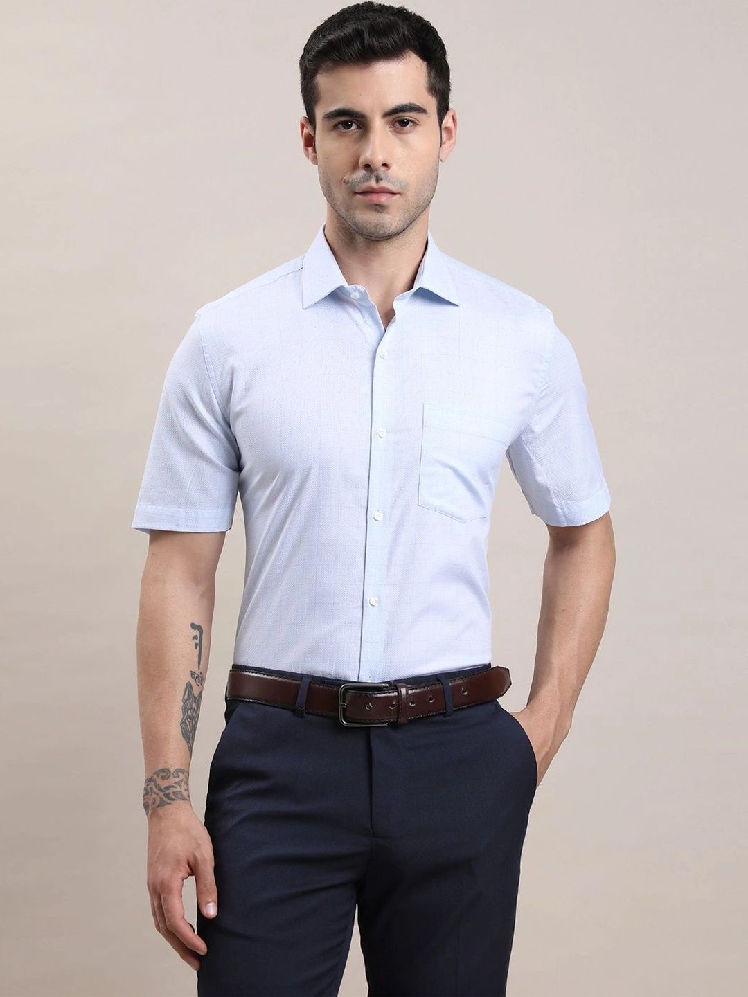 Turtle Men Standard Micro Checks Formal Shirt-image-49