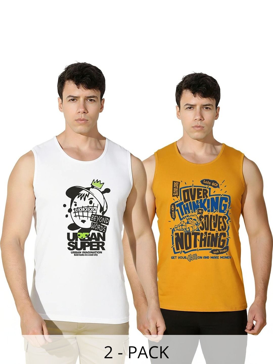 CRYPTIC Pack of 2 Printed Cotton Tank-picture-30