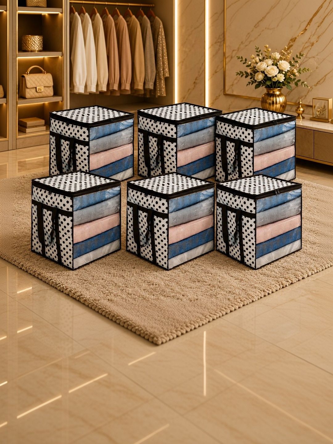 ANKIT INTERNATIONAL Black Set of 6 Reusable Multi-Utility Organisers-picture-2