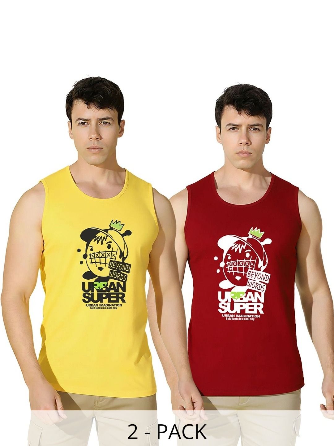 CRYPTIC Pack of 2 Printed Cotton Tank-picture-20
