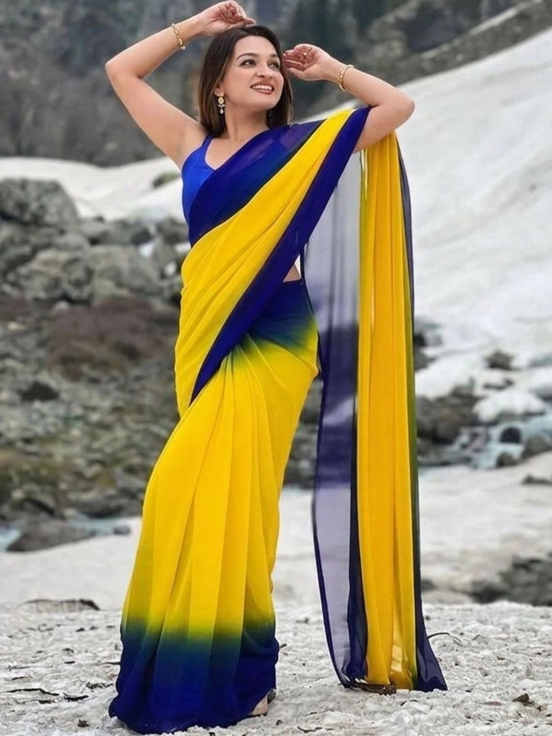 ANAND SAREES Ombre Poly Georgette Designer Saree-picture-26