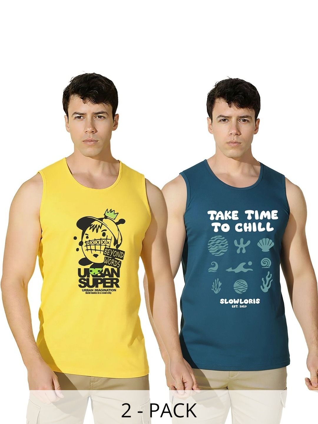 CRYPTIC Pack of 2 Printed Cotton Tank-picture-34