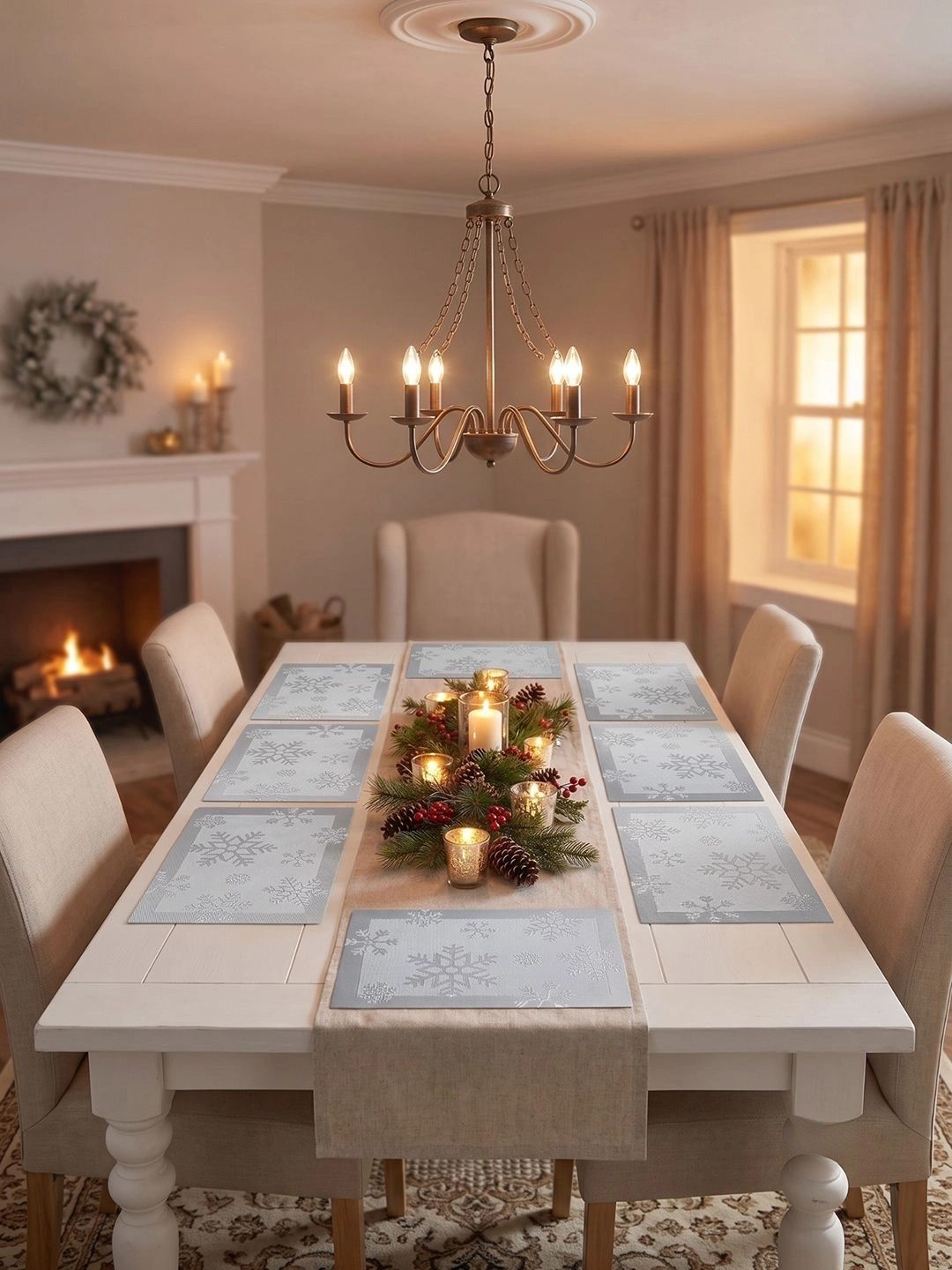 Myntra Elegant Homes 8-Pcs Grey Printed Rectangle Table Placemats-picture-50