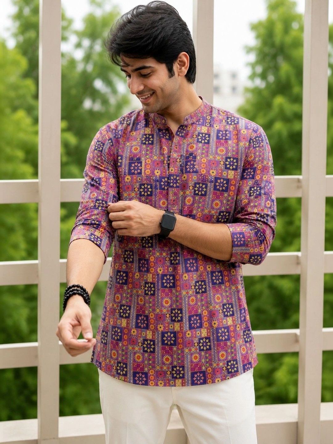 SKYWORRIX Men Ethnic Motifs Printed Kurta-picture-27