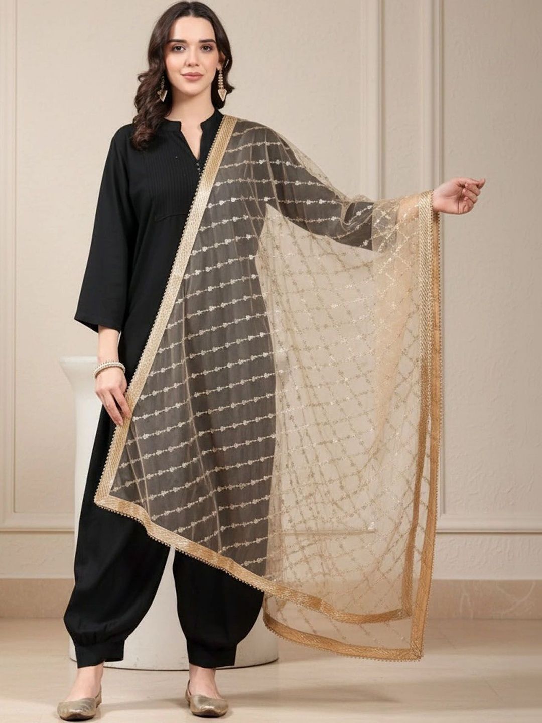 KALINI Embroidered Dupatta with Sequinned-picture-13