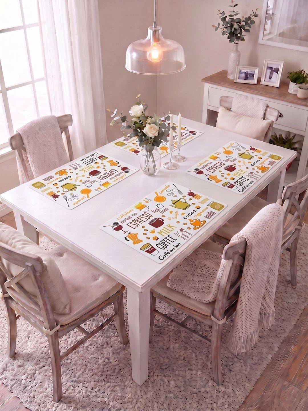 Myntra Elegant Homes 4-Pcs Yellow & Brown Printed Rectangle Table Placemats-picture-10