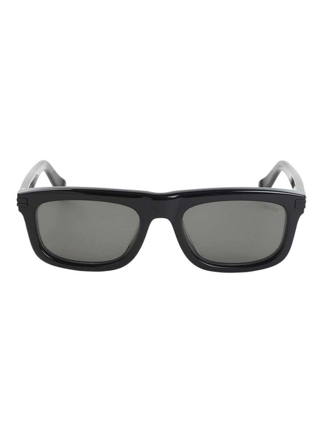 Zegna Men Grey Lens & Black Rectangle Sunglasses with-image-18