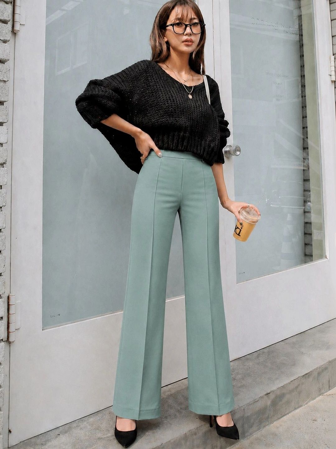 HERE&NOW Women Relaxed Easy Wash Trousers-picture-16