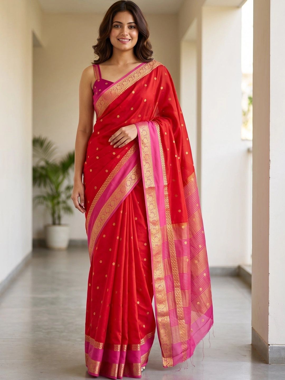 MIMOSA Woven Design Zari Poly Crepe Mysore Silk Saree-picture-23