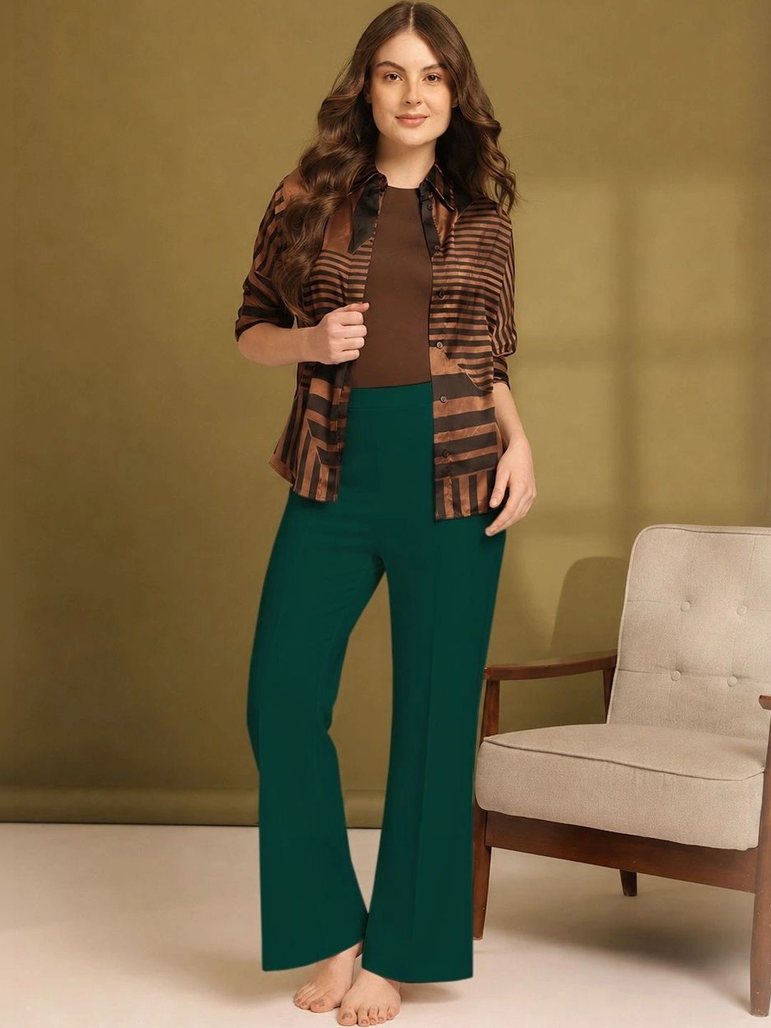 HERE&NOW Women Relaxed Easy Wash Trousers-picture-36