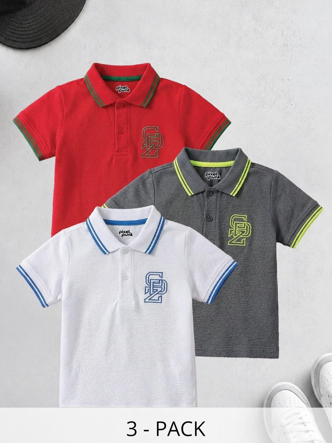Pixel Punk Boys Brand Logo 3 Polo Collar T-shirt-picture-27
