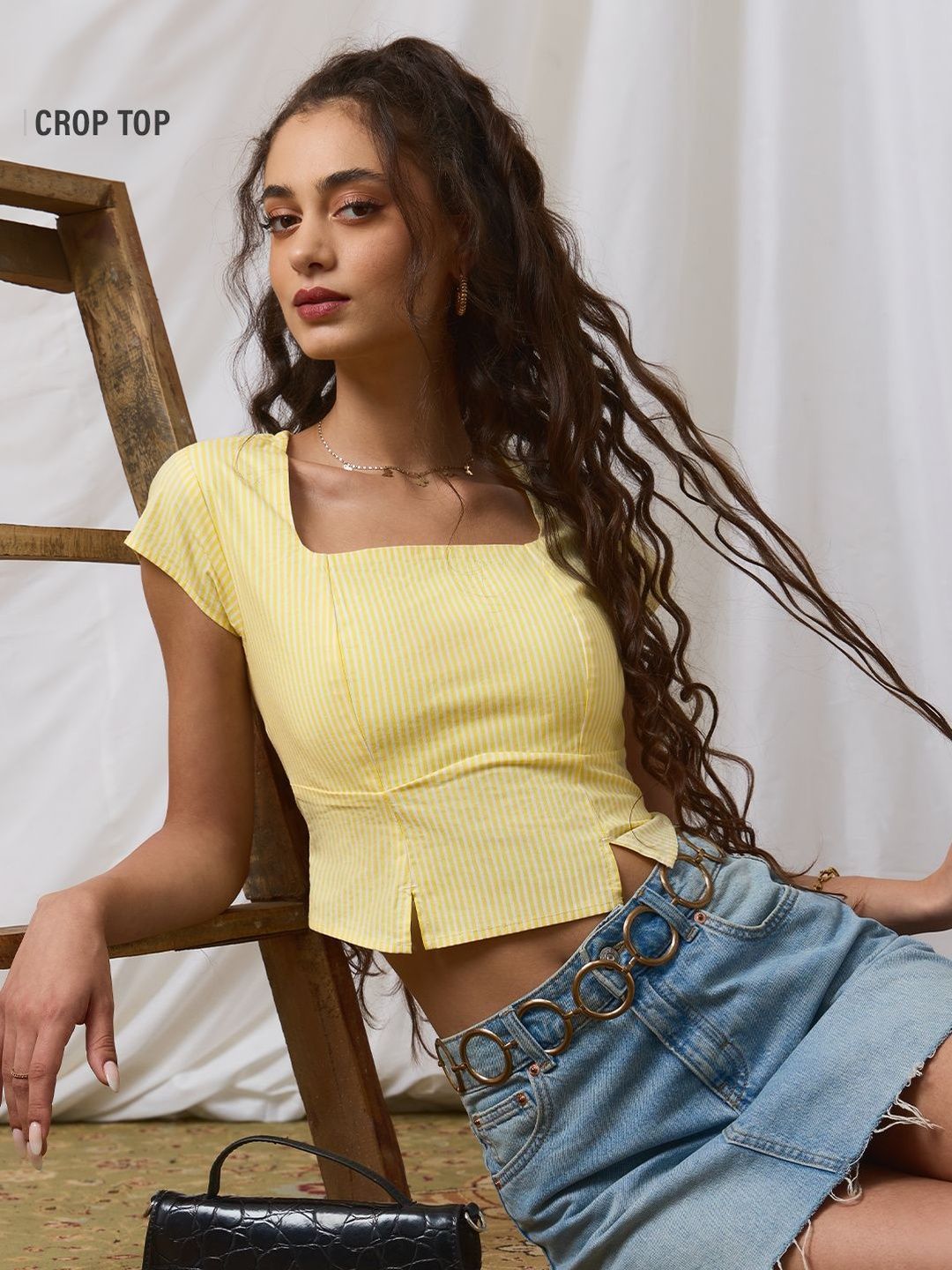 The Souled Store Striped Cotton Blend Crop Top-picture-19