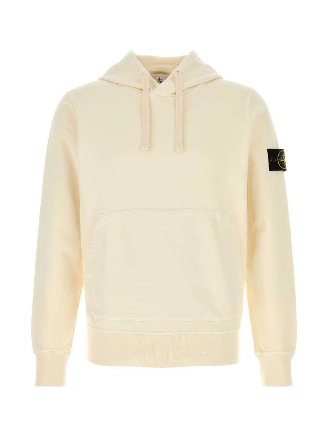 Stone Island Off White Solid Regular Hoodie-image-3