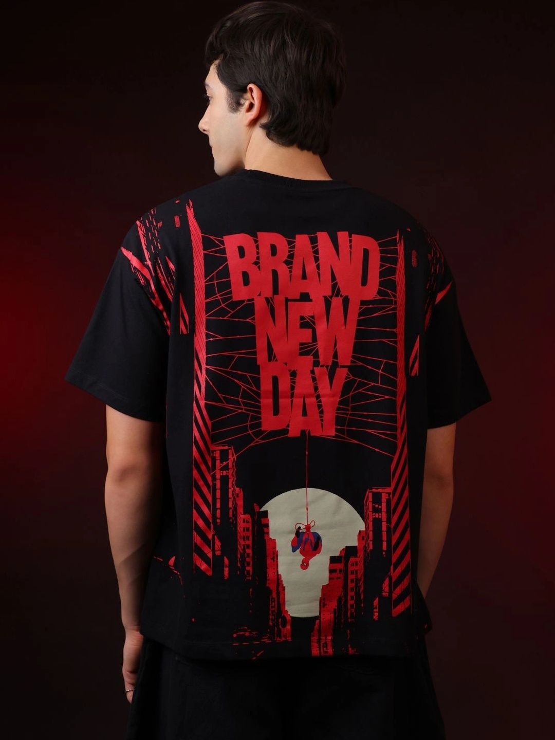 Free Authority Men Spider-Man Printed Oversized Fit Tshirt-image-24