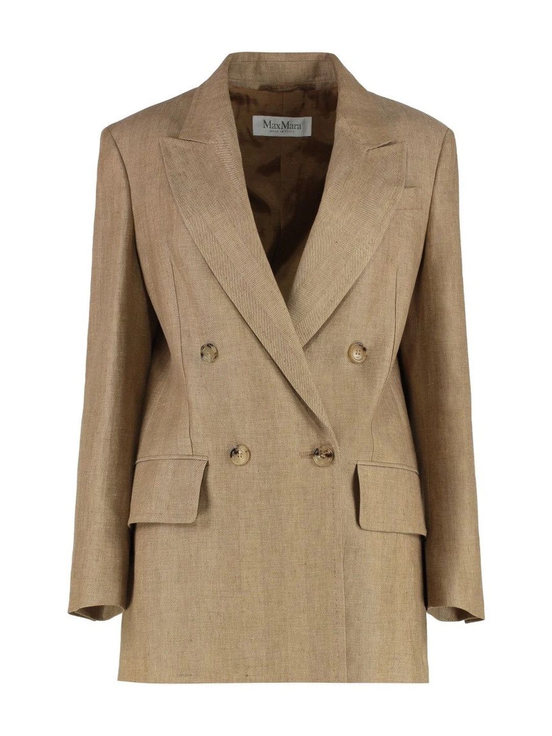 Max Mara Brown Double-Breasted Linen Blazer-picture-41