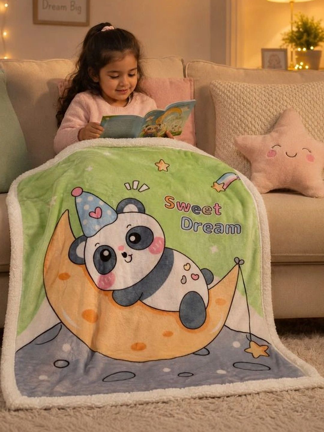 Milkymoon Kids Green Cartoon Characters Fleece Mild Winter 300 GSM Blanket-image-14