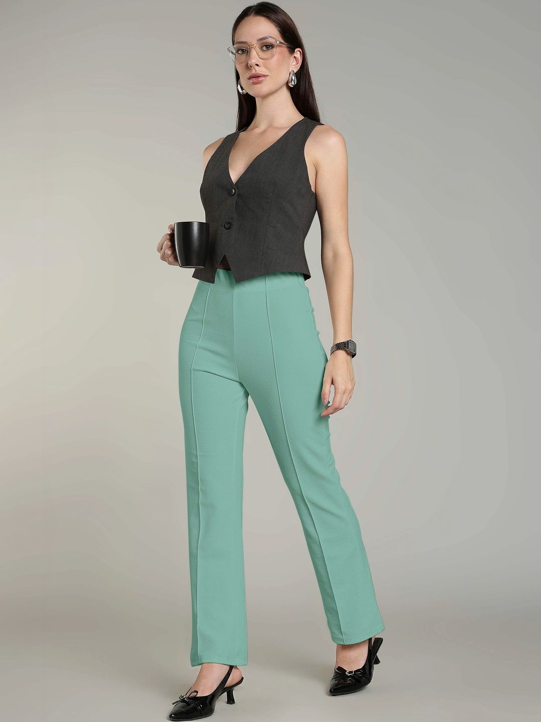 HERE&NOW Women Relaxed Easy Wash Trousers-picture-55