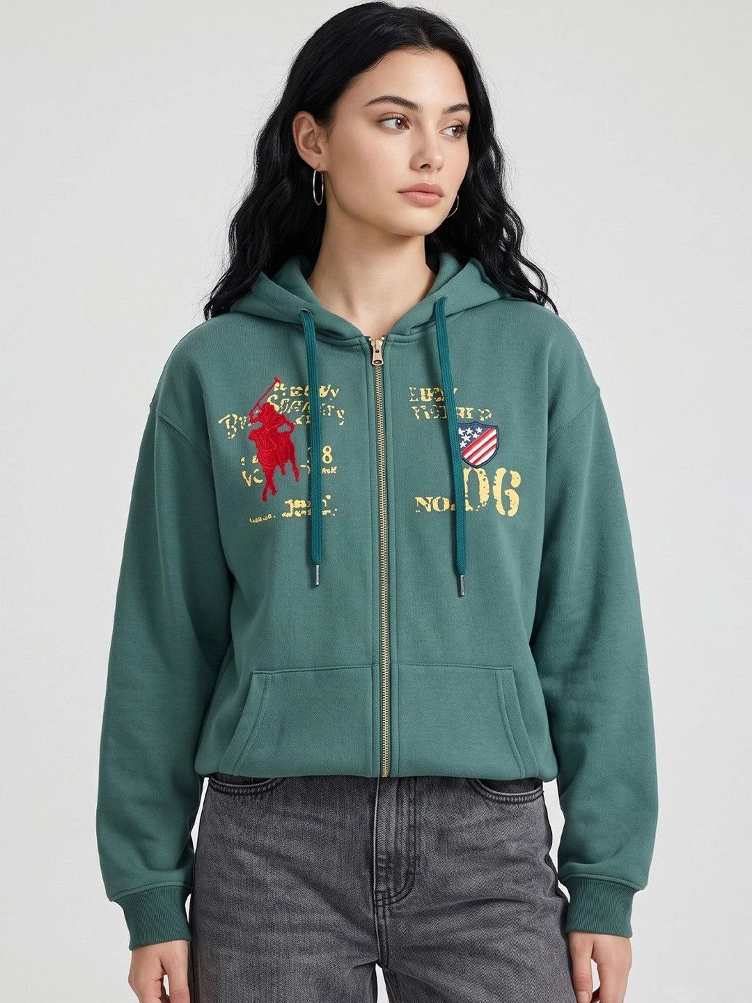 Suo Women Printed Hooded Sweatshirt-picture-55