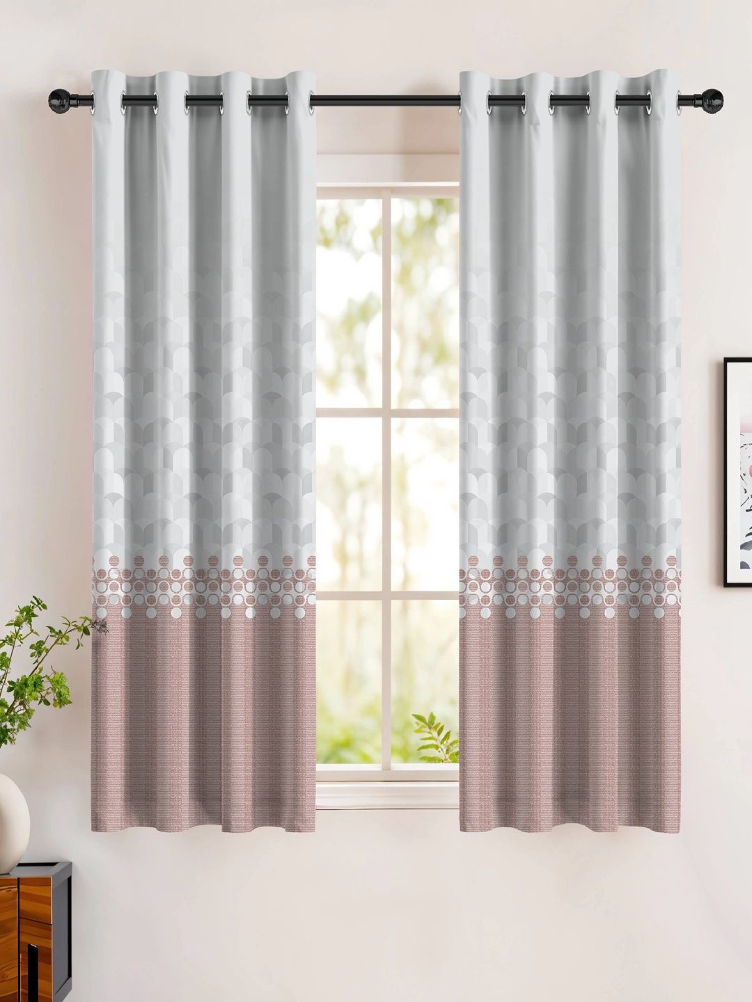 CASABLEU Pink Geometric Room Darkening Window-image-49
