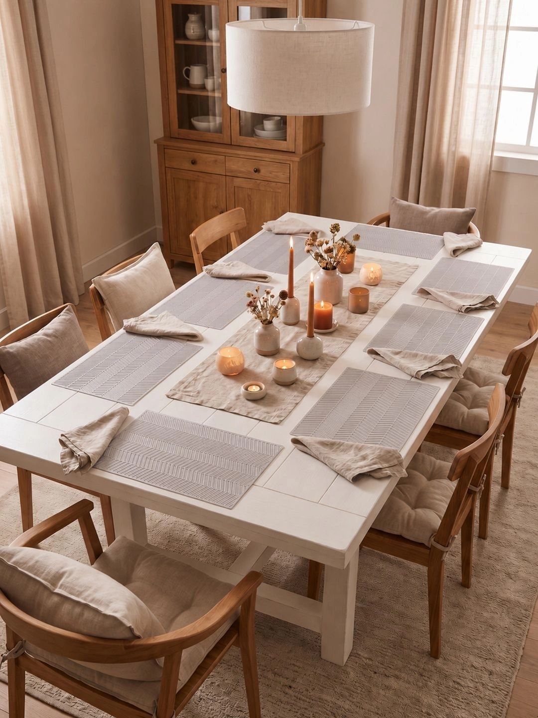 Myntra Elegant Homes 8-Pcs Beige Printed Rectangle Table Placemats-picture-21