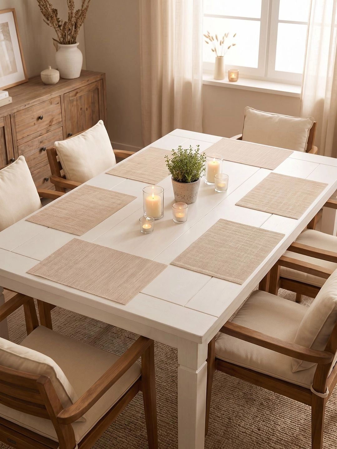 Myntra Elegant Homes 8-Pcs Beige Printed Rectangle Table Placemats-picture-15