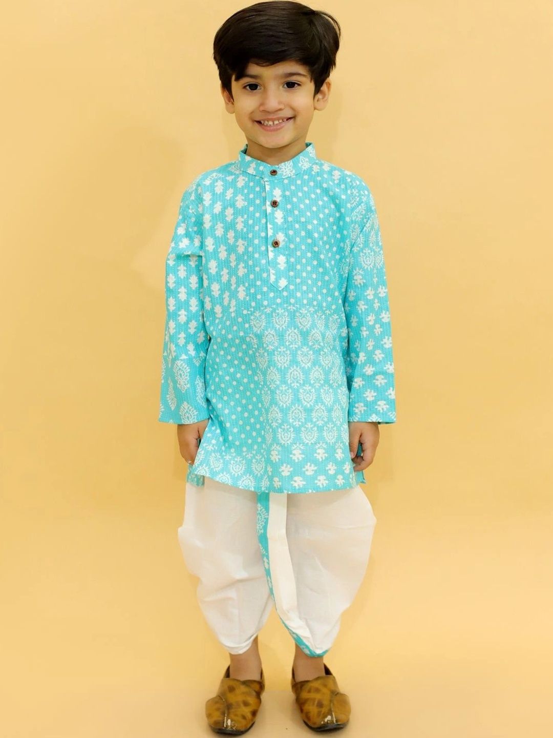 Sangria Boys Ethnic Motifs Printed Regular Pure Cotton Kurta with Dhoti Pants-picture-35