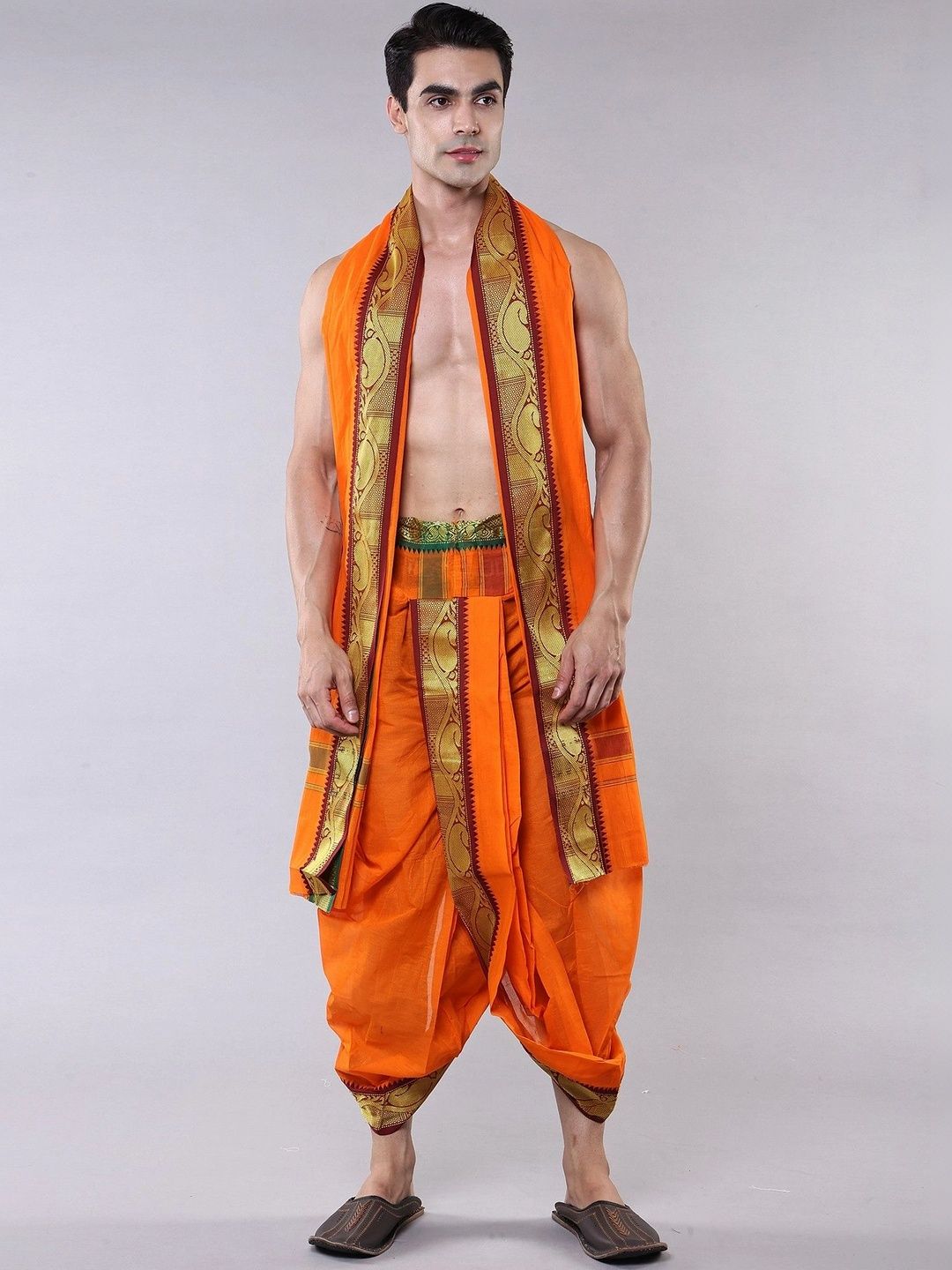 Exotic India Men Embroidered Cotton Dhoti Dhotis-picture-20
