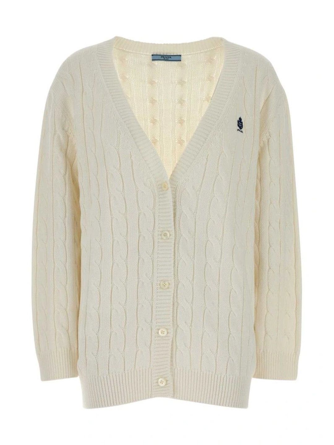 Prada Women Cable Knit Cardigan with Embroidered Detail-picture-38