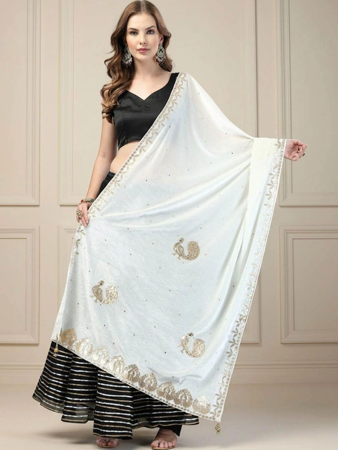 KALINI Ethnic Motifs Embroidered Velvet Dupatta with Zari-picture-34